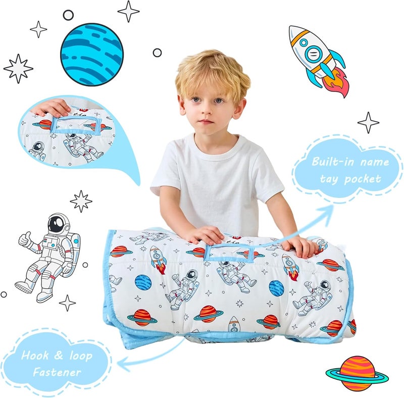 lasoftan Toddler Nap Mat with Pillow and Blanket, Extra Large Rolled Napping Mats,Slumber Bags for Boys Girls,Kids Sleeping Bag for Daycare, Preschool Travel Camping - Image 3